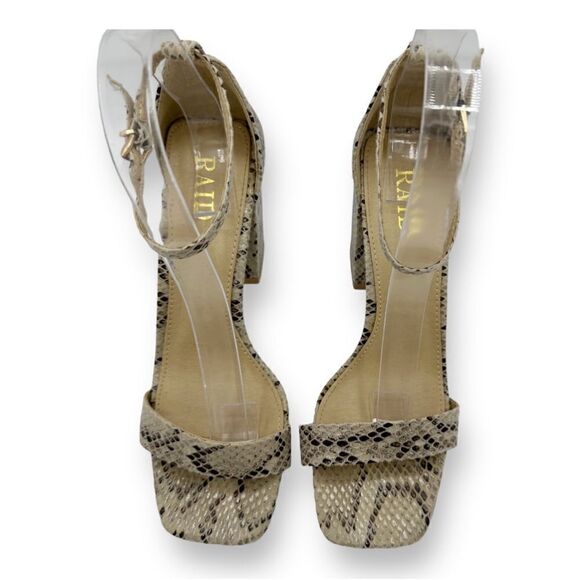 RAID Snake Print Ankle Strap Chunky Heel Sandals Sz 7.5 M - Picture 5 of 12